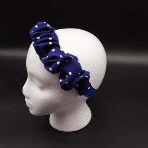 Blue pol- a-dot satin Scrunchie Headband